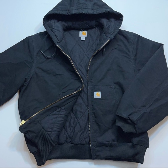 Carhartt Other - Carhartt Hooded Canvas Jacket Mens Size Large Insulated Black J140 BLK Made USA